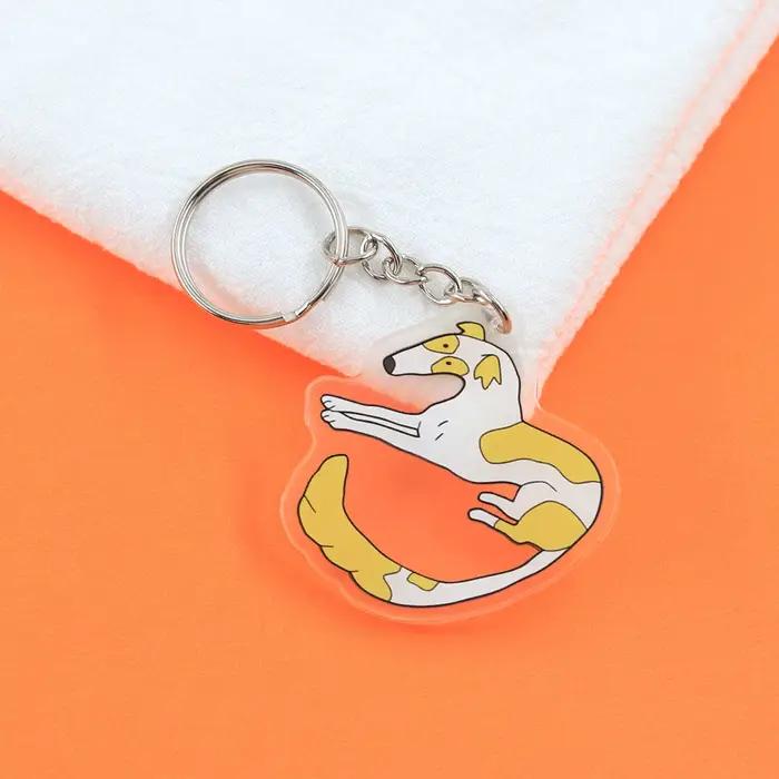 Porte-clés drôle en acrylique en forme de chien à long nez