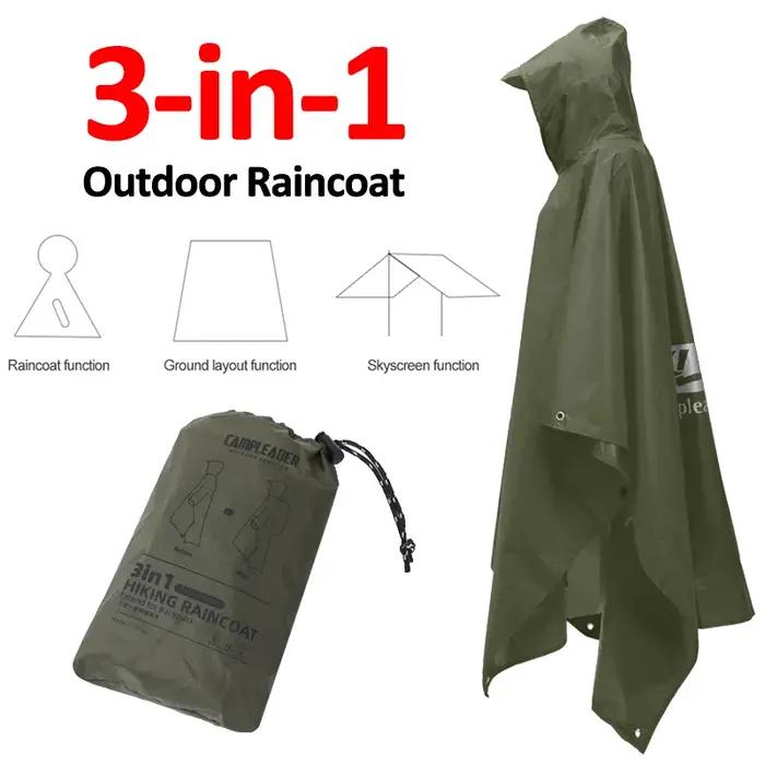 Poncho de pluie imperméable pour randonnée, camping, moto et voyage en polyester 210T pour adultes universel en bleu, jaune, rouge, noir ou vert