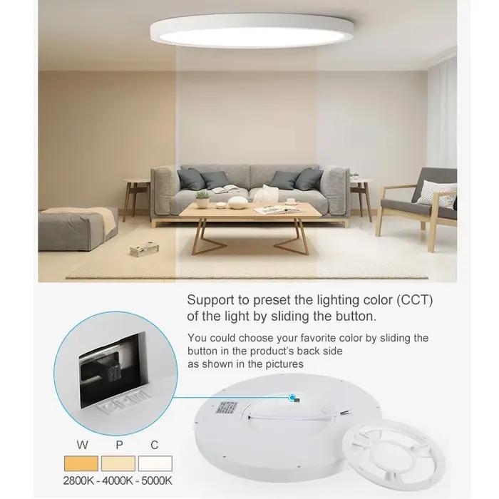 Plafond moderne à LEDs lumière Grain de bois doré une lumière avec 3 couleurs éclairage à la maison
