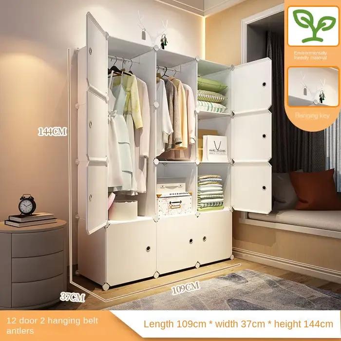 Armoire à vêtements pliable en plastique anti-poussière, meubles de chambre à coucher, meubles de ma