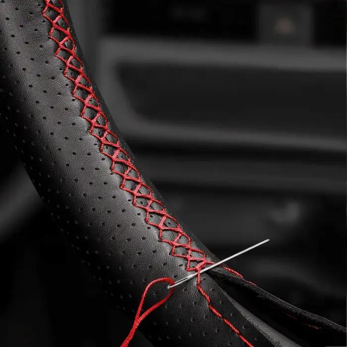 Housse de volant de voiture tressée à la main, en cuir microfibre perforé, pour Ford Mondeo Fusion 2