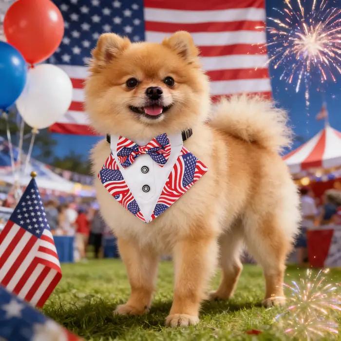 Collier de smoking pour chien Sucado avec drapeau américain et nœud papillon