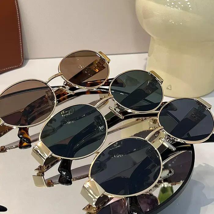 Lunettes de soleil de Protection solaire rétro Steampunk, Vintage, ovales en métal pour femmes, clas