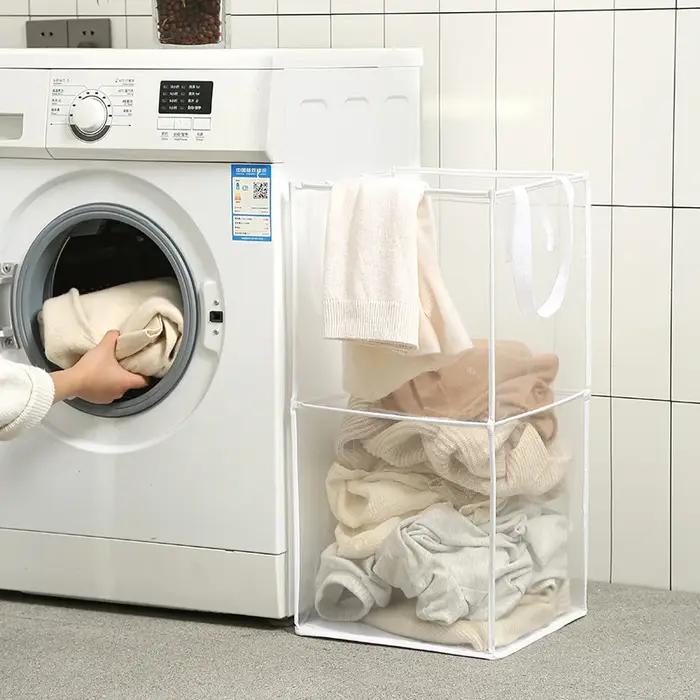 Panier à linge pliant, organisateur pour vêtements sales, salle de bain, sac de rangement en maille, panier de rangement pour vêtements ménagers