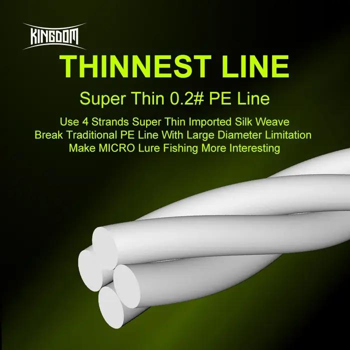 Kingdom Micro Fly THINNER lignes de pêche 100m 4 brins tressés PE japon Monofilament ensemble ligne