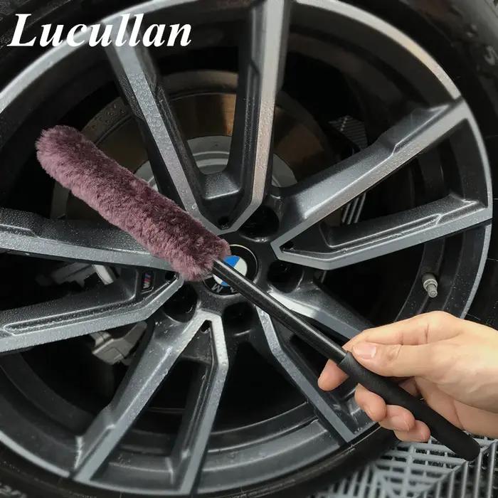 Lucullan 38CM laine naturelle roue de lavage de voiture barils brosses 100% peau de mouton Premium f
