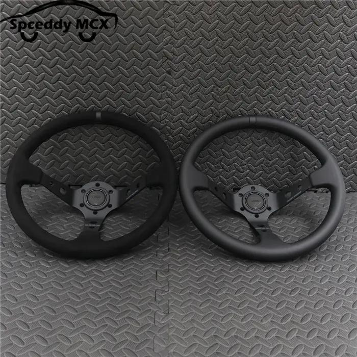 Volant de voiture en daim et cuir véritable, 14 pouces, 350mm, dérive Concave profonde, JDM Racing,
