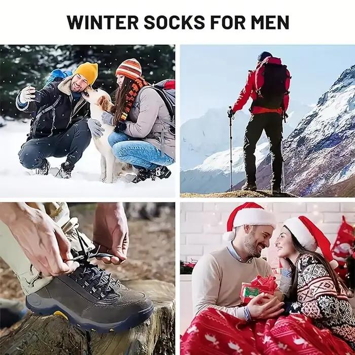 5 paires chaussettes thermiques homme - Randonnée hiver - Ultra épaisses - Protection grand froid