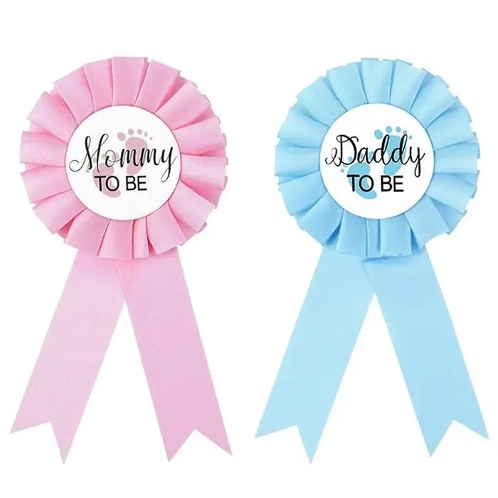 Badge épaule futur parents révélation genre - Écharpe DIY fête baby shower cadeau décoration
