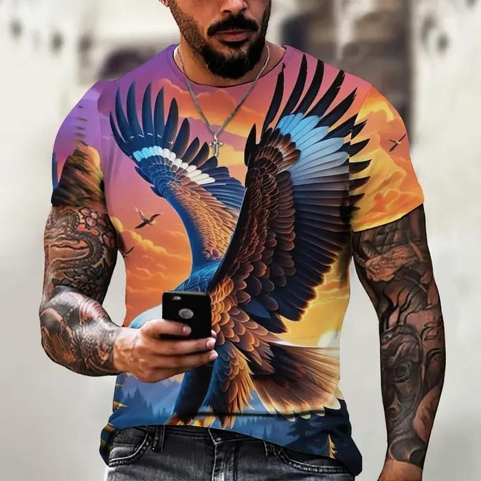American Eagle graphiques T-Shirt pour hommes impression 3D t-shirts animaux Camisetas motif à manches courtes hauts