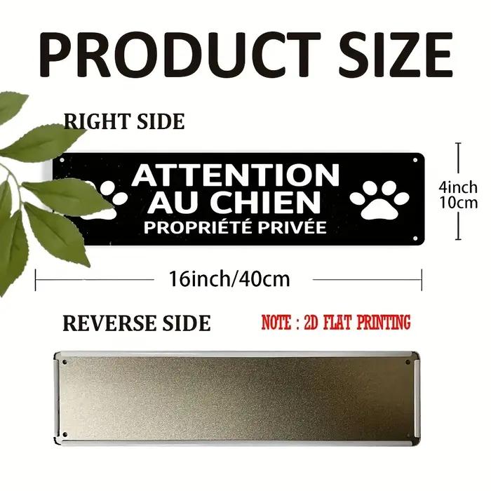 Panneau en métal « ATTENTION AU CHIEN PROPRETÉ PRIVÉE » – Décoration murale