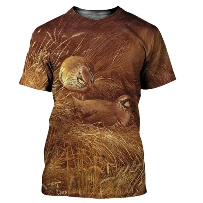Été animaux caille impression 3D T-Shirt Camouflage chasse hommes col rond t-shirts à manches courtes surdimensionné Harajuku Streetwear t-shirts haut