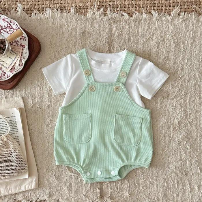Nouveaux vêtements d'été pour bébés, combinaisons à manches courtes pour nouveau-nés, garçons et fil
