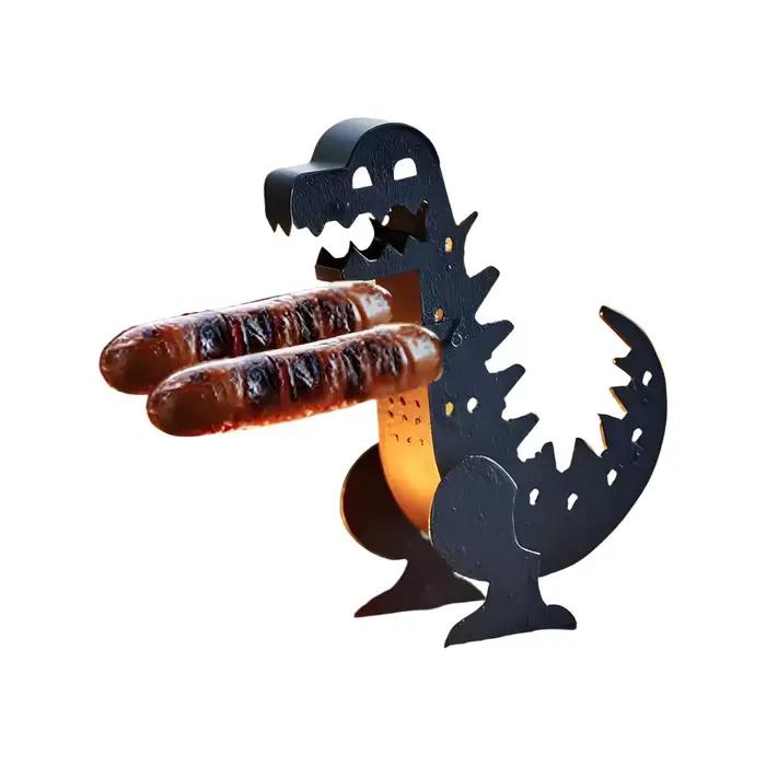 Gril en forme de dinosaure pour hot-dogs, barbecue compact, tablier portable, outil de cuisine robuste pour camping et réunions familiales