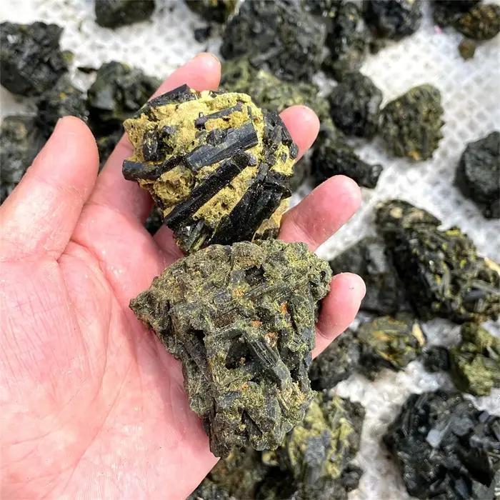 Pierre de tourmaline verte naturelle de haute qualité, spécimen minéral brut, pierres précieuses, pi