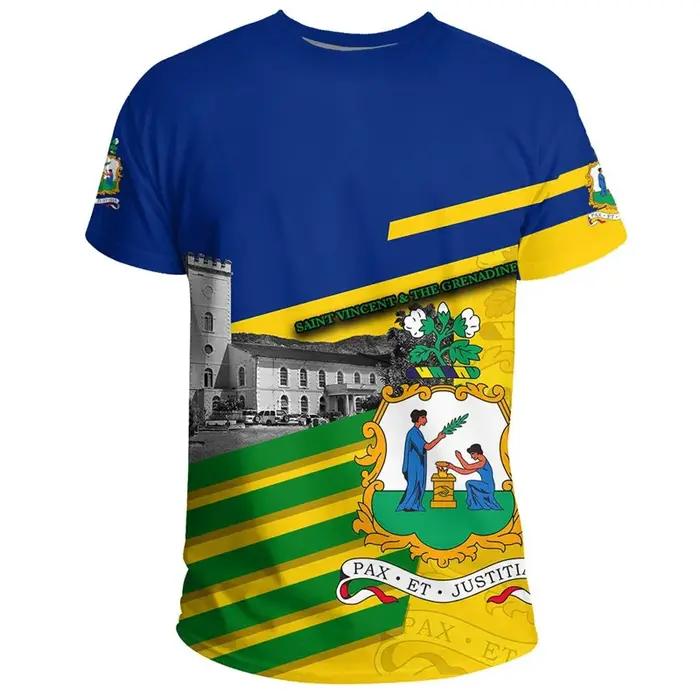 T-Shirt Saint Vincent et les Grenadines imprimé en 3D pour homme et femme, décontracté, hip hop, casual, pour toutes occasions, printemps, été, automne