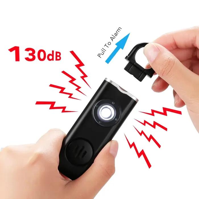 Clé de sécurité rechargeable avec alarme 130 dB et lumière LED pour femmes sécurité quotidienne et occasions spéciales