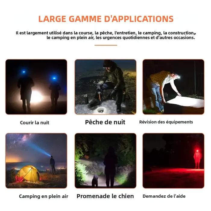 BORUiT H09 LED Mini lampe frontale blanc rouge ABS phare IPX4 étanche tête torche utiliser AAA batterie Fshing chasse