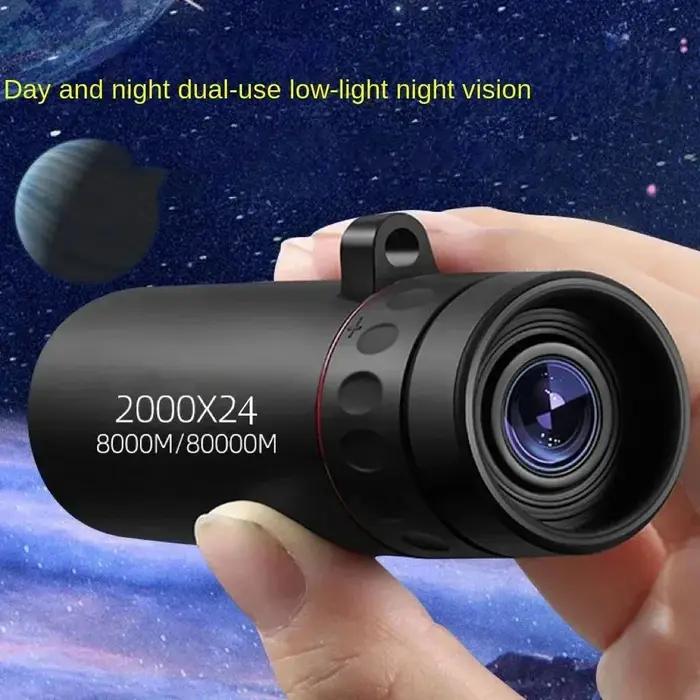Télescope monocular 2000x24 HD portable pour chasse et observation d'oiseaux en extérieur
