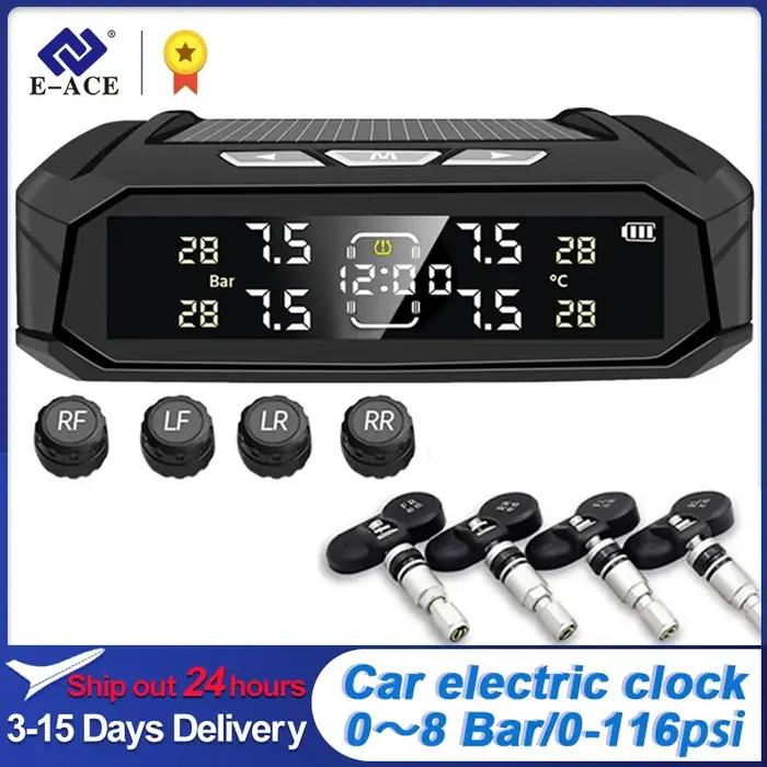 Capteur TPMS de voiture E-ACE, système Intelligent 8 bars pour voiture camion avec horloge électroni