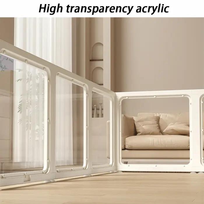 Parc d'intérieur pour chien Cage avec porte grande clôture portable pour chiens panneau transparent en acrylique clôtures pour animaux de compagnie fournitures ménagères pour chiots
