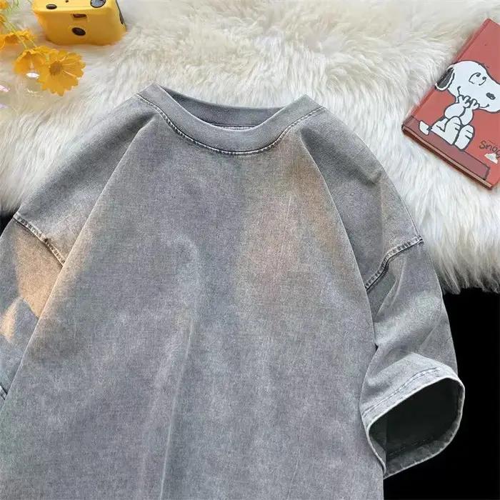 Qualité Surdimensionné Acide Lavé Y2K T-shirt hommes Vintage T-shirts Streetwear Lavage Minéral T-sh