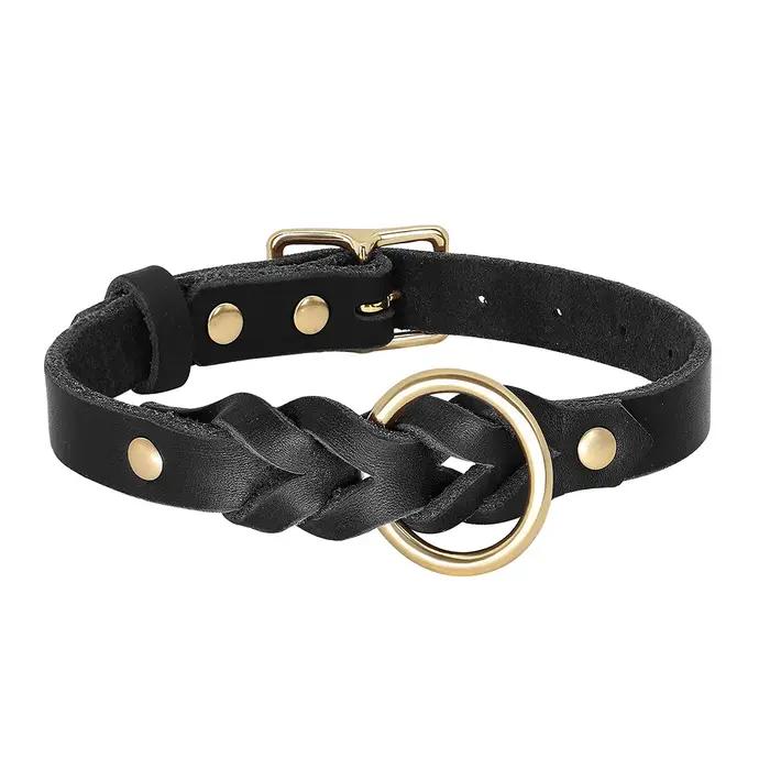 Ensemble de colliers de chien en cuir véritable tressé, colliers de chien en cuir Durable pour chien