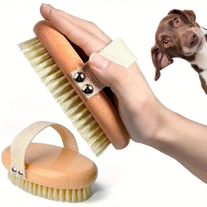 Brosse professionnelle pour chiens à poils courts avec poils de sanglier poignée antidérapante toilettage doux pour chiens et soins du pelage