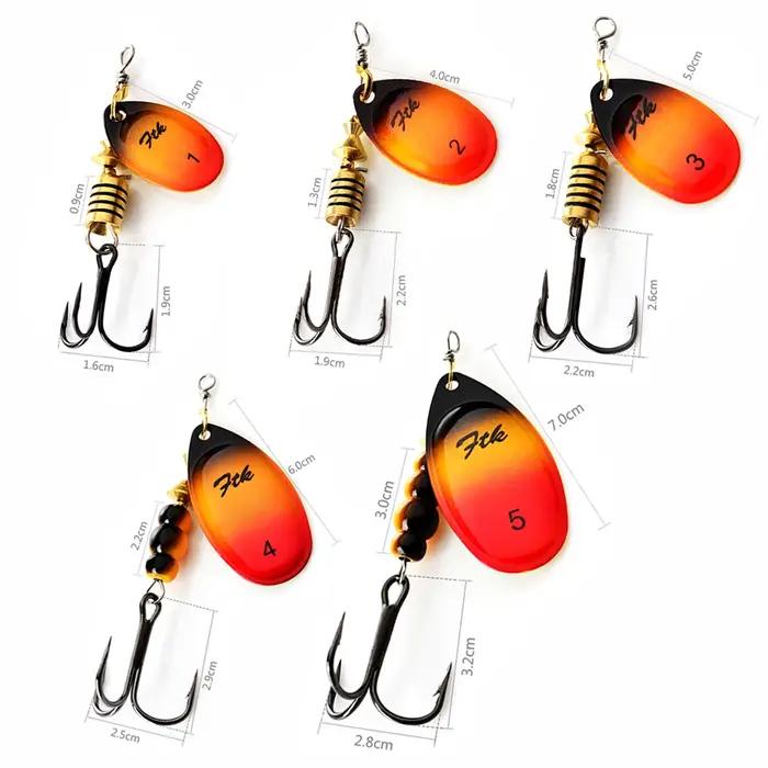 FTK 3.9g 4.6g 7.4g 10.8g 15g appât Spinner avec plumes triples crochets cuillère dure leurres de bar