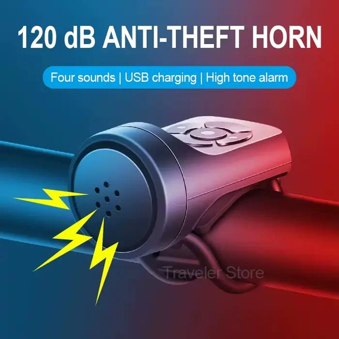 Sonnette électrique Rechargeable USB pour vélo et moto, klaxon d'alarme antivol pour cyclisme sur ro
