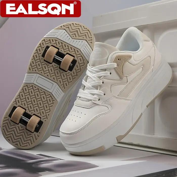 Chaussures de roller multifonctionnelles pour enfants de 7 à 13 ans, avec tige polyester respirante et semelle EVA舒适透气青少年滑轮鞋适合7至13岁儿童,采用聚酯网面设计和EVA鞋垫