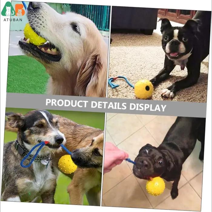 ATUBAN Balle d'entraînement pour chien sur corde Jouet de récompense et de remorqueur en caoutchouc naturel lourd avec poignée en nylon – Couture de chiens de travail sportifs