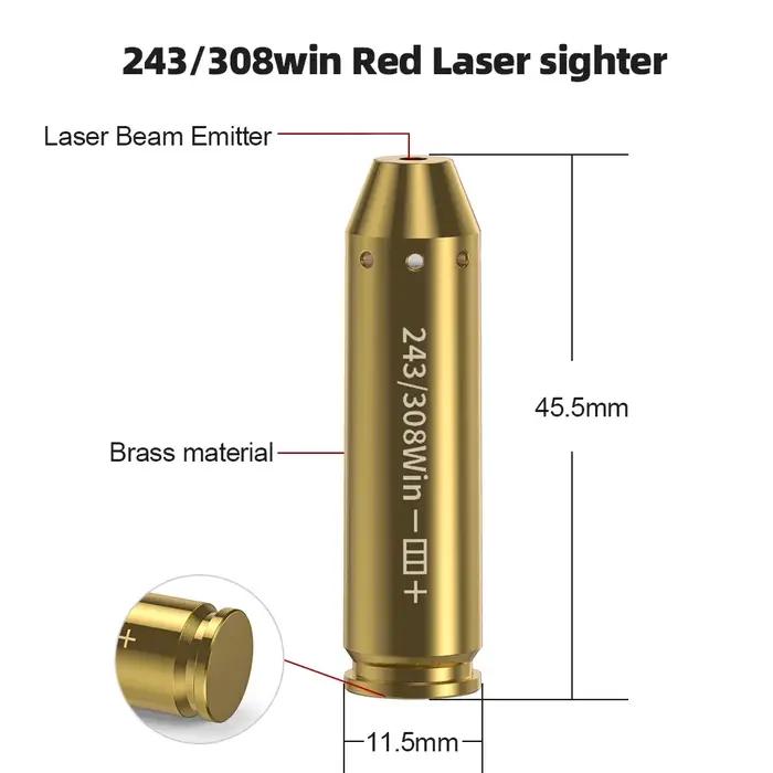 Cartouche laser rouge 243 308 pour viseur de fusil pistolet - Accessoire de chasse entraînement tir précision