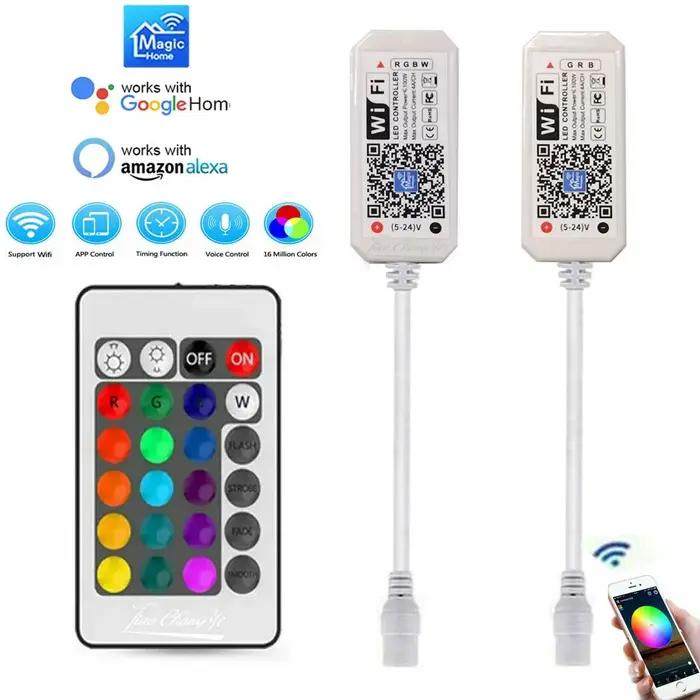 Contrôleur intelligent WIFI RGB RGBW, application Android IOS, maison magique RF 24 touches, contrôl