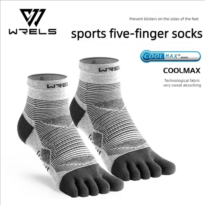 Chaussettes sport performance WRELS Coolmax amorti choc respirante course à pied cinq doigts