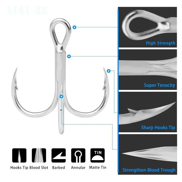 Hameçons triples Super solides, matériel de pêche, 10 pièces, accessoires haute résistance, en acier