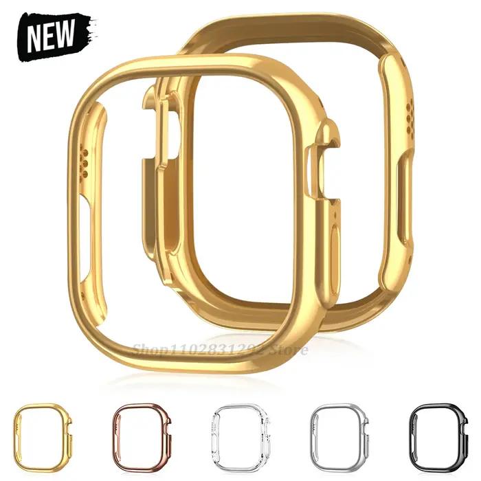 Cadre squelette Apple Watch 38-49mm plaqué avec coque PC dur - Protection avant arrière pour iWatch SE Ultra