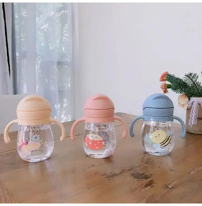Tasse d'eau en paille pour bébé, mignonne, Anti-étouffement, pour enfants de la maternelle, avec bou