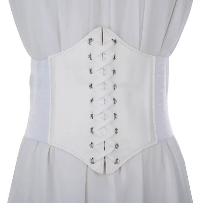 Corset punk noir large ceinture en cuir PU minceur pour femmes avec design tricoté et style fashion pour sorties nocturnes et événements gothiques