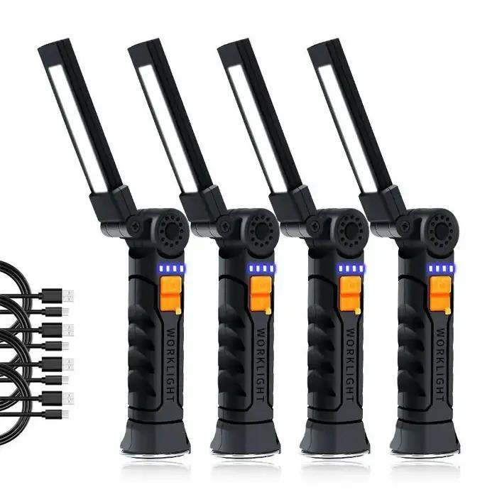 Lampe de Travail Portable COB LED, Rechargeable par USB, Lanterne Magnétique avec Batterie spatirée,