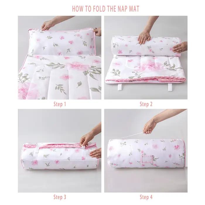 Tapis de couchage en polymères personnalisés pour la sieste des tout-petits avec oreiller, literie C