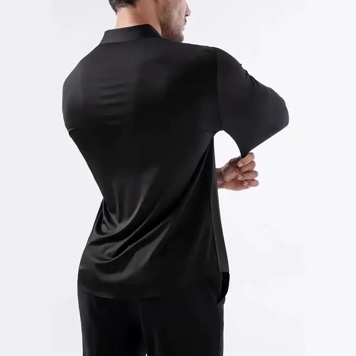 Chemise unie à manches longues pour hommes, nouveau Design, automne, haute élasticité, décontractée,