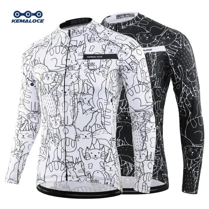 KEMALOCE-Maillot de cyclisme à manches longues pour hommes et femmes, chemise de vélo VTT blanche, v
