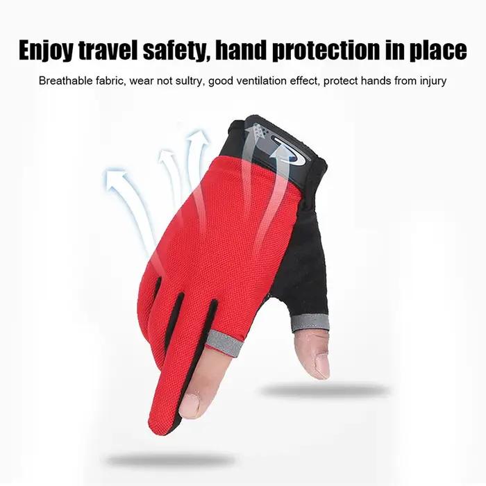 Gants de pêche d'été pour hommes et femmes, Anti-UV, cyclisme, coupe à deux doigts, écran tactile, a