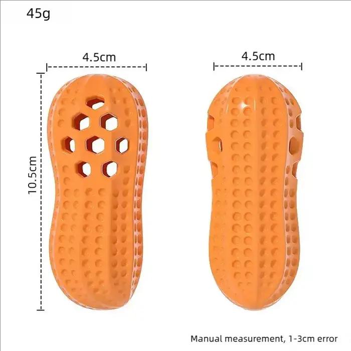 Jouet à mâcher durable en TPR en forme d'arachide pour chien avec effet sonore