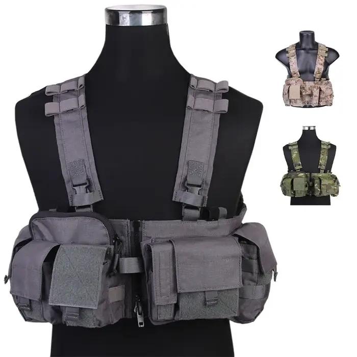 Harnais de poitrine tactique avant divisé avec porte chargeurs et pochettes pour pistolet modèle UW Gen V pour homme toutes saisons nylon modulaire adaptable activités plein air chasse airsoft