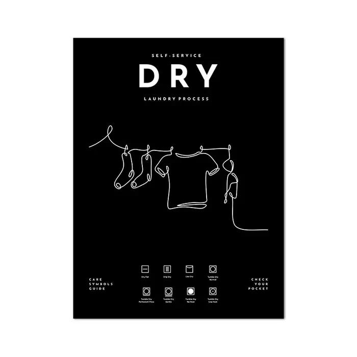 Affiche de guidage des symboles d'entretien du linge imprimés d'art pliables pour salle à laver décoration murale images peinture toile