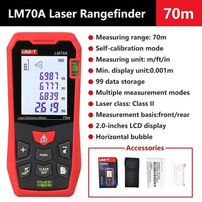Télémètre laser UNI-T LM50A LM70A LM100A LM120A précis pour mesures extérieures et intérieures professionnelles et bricolage