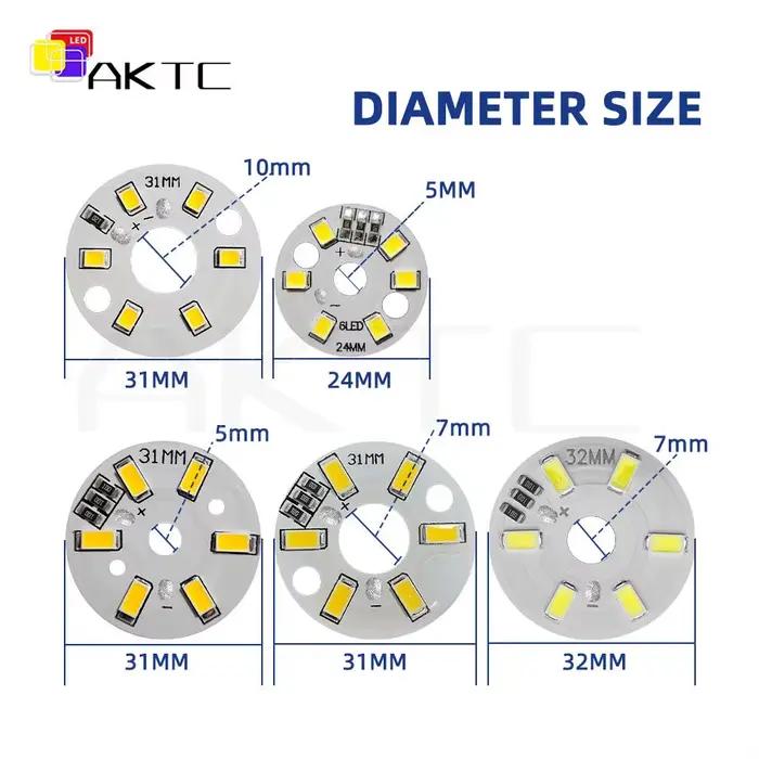 Panneau lumineux LED rond DC 5V 3W, basse tension 5730 2835 SMD 6 LED 3000K chaud ou blanc 6000K, pa