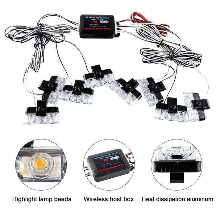 1 remorquage 8 LED lumières de Police pour voiture 12V sans fil à distance clignotant lampe d'averti